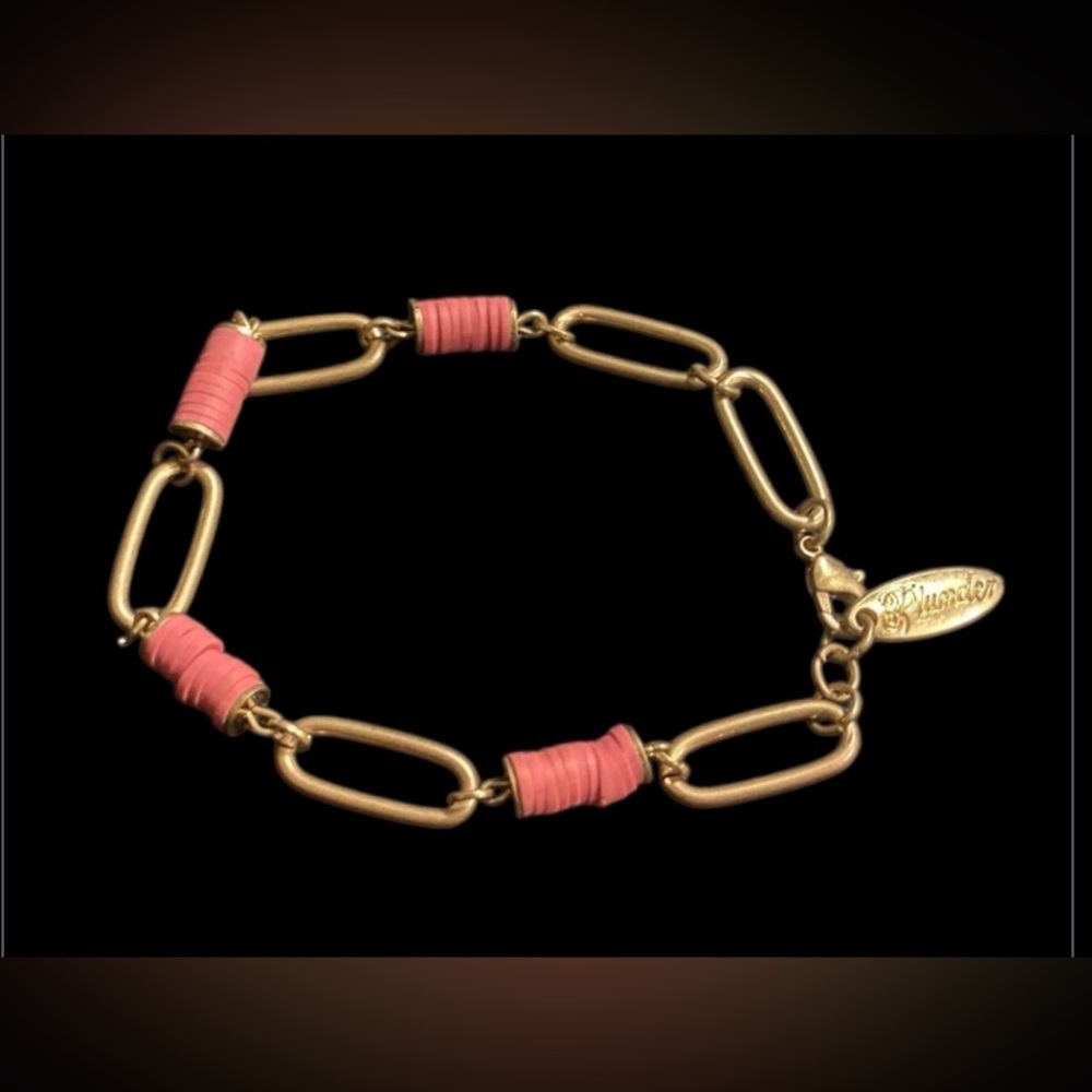 Plunder Signed Pink Costume Bracelet #9167